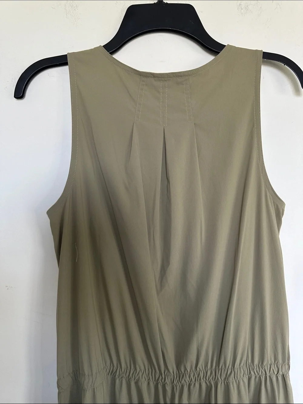 Athleta Olive Green Sleeveless Zip-Front Jumpsuit